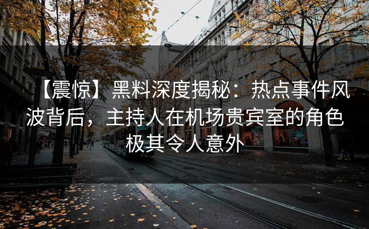 【震惊】黑料深度揭秘：热点事件风波背后，主持人在机场贵宾室的角色极其令人意外
