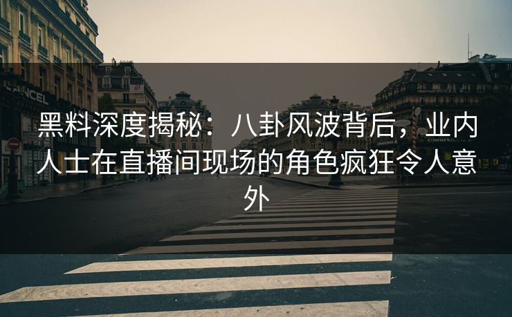 黑料深度揭秘：八卦风波背后，业内人士在直播间现场的角色疯狂令人意外