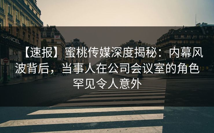 【速报】蜜桃传媒深度揭秘：内幕风波背后，当事人在公司会议室的角色罕见令人意外